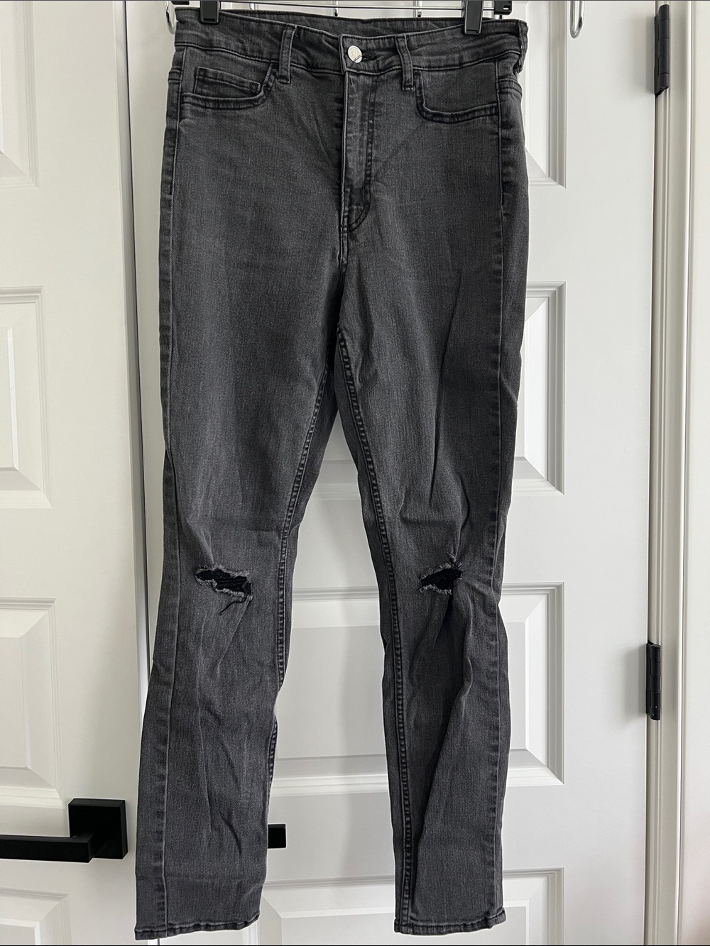 H&M Black-Grey Distressed Skinny Jeggings